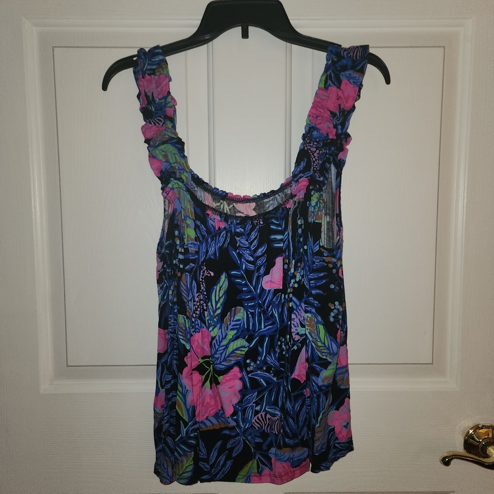 Lilly Pulitzer Floral Tank Top - Pink and Blue